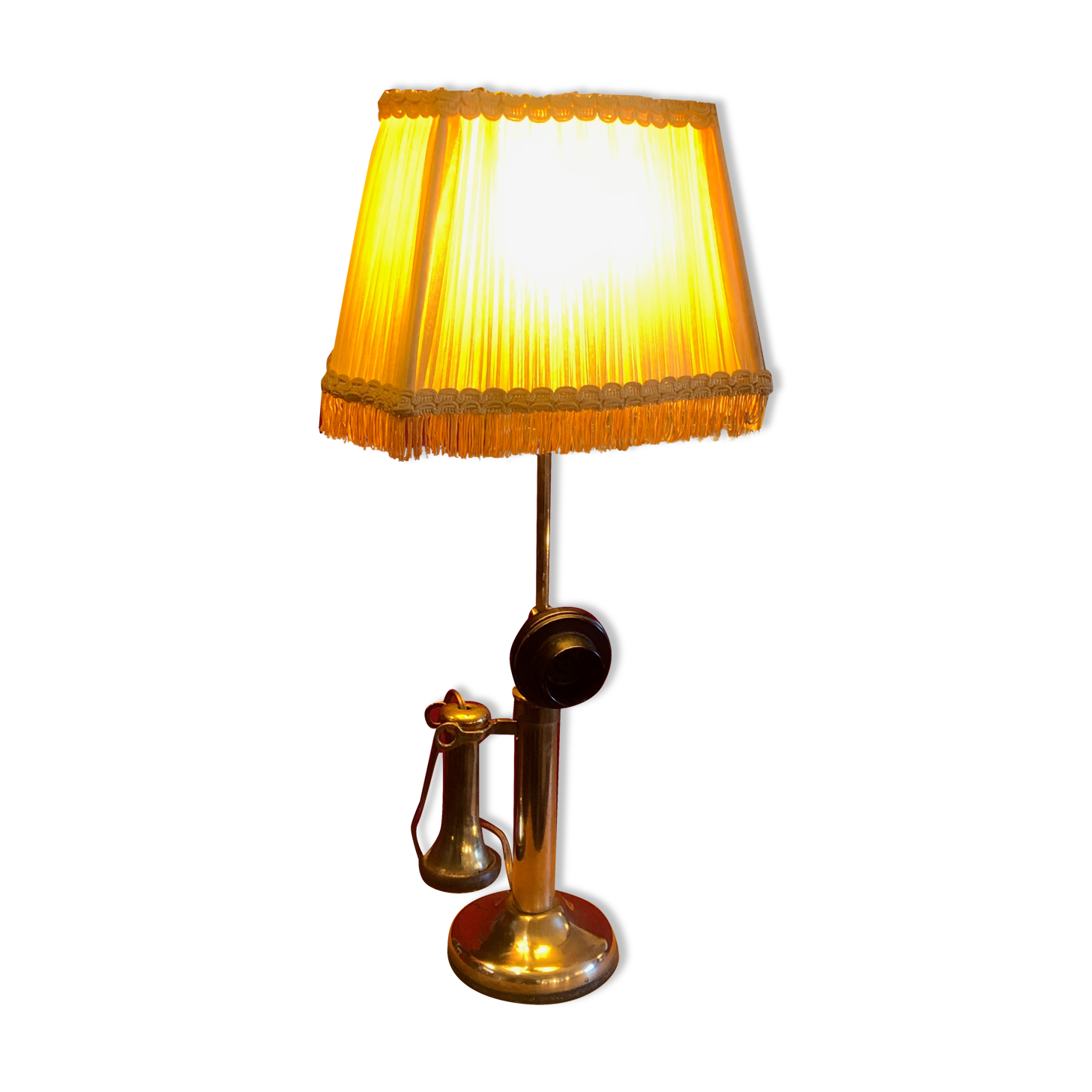 Old copper column telephone lamp 1910s