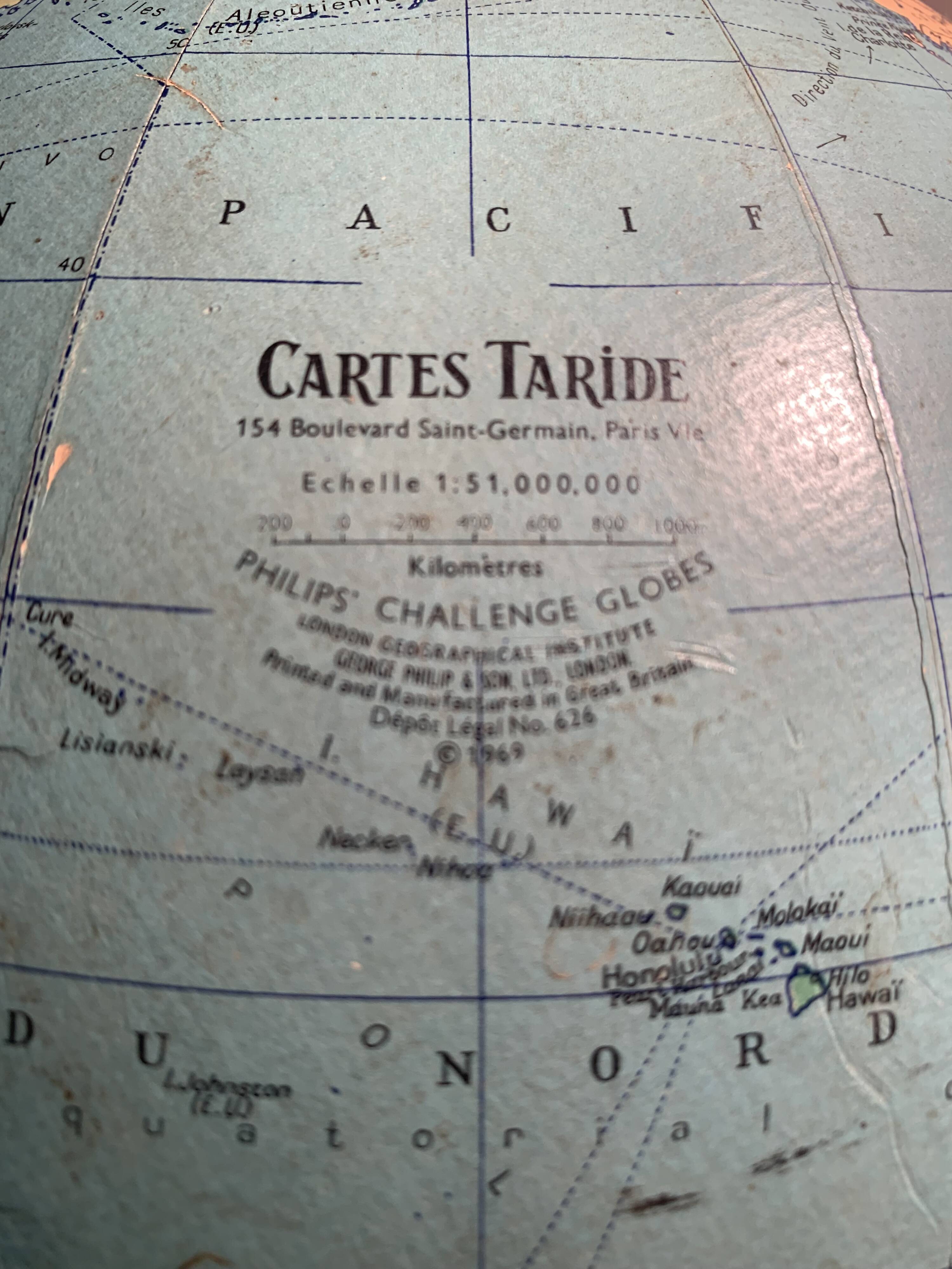 World Map, Globe Taride maps of 1969