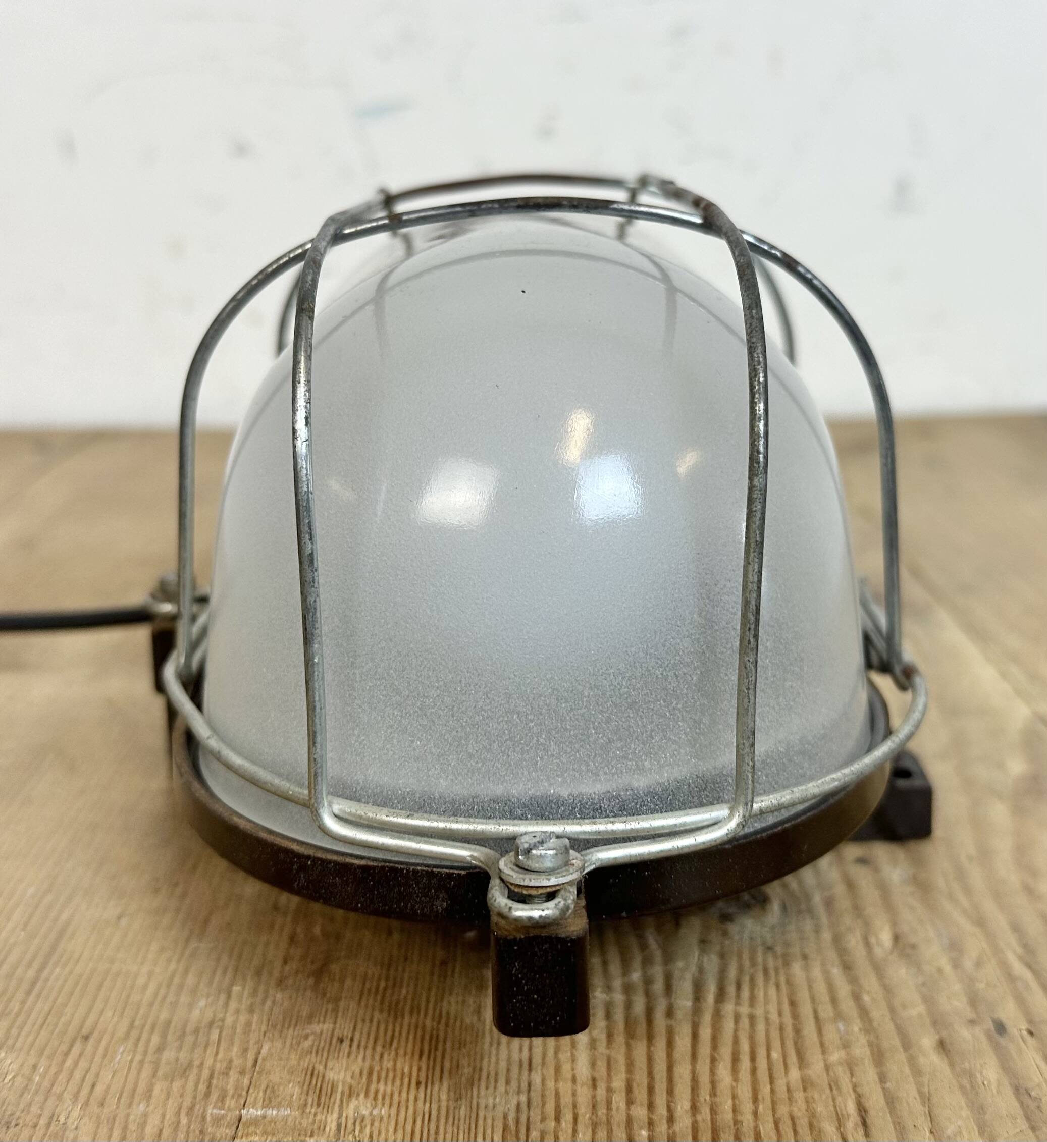 Industrial Brown Bakelite Wall Light with Milk Glass, 1960s