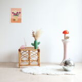 Vintage square rattan side coffee table
