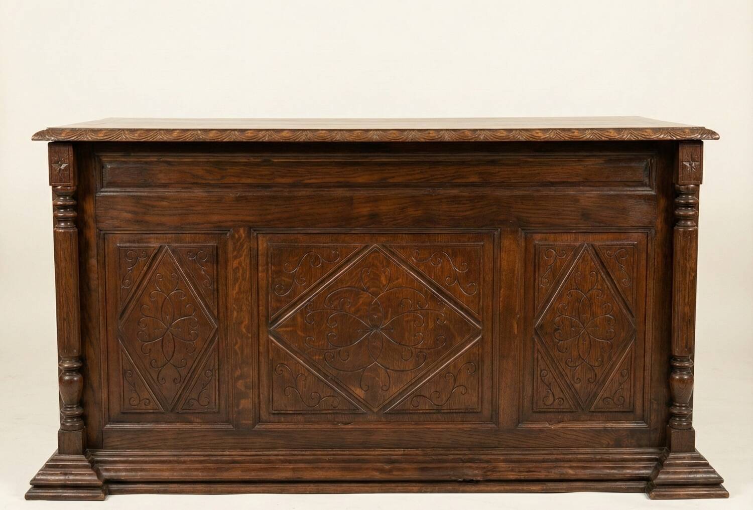 Vintage minister's desk in carved solid wood.