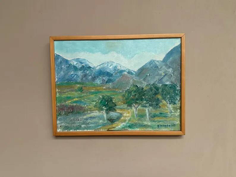 Original Swedish Oil on Canvas – "Landscape" by S. Högfeldt – Signed – Vintage and Framed – 48 × 36 cm (18.9" × 14.2")