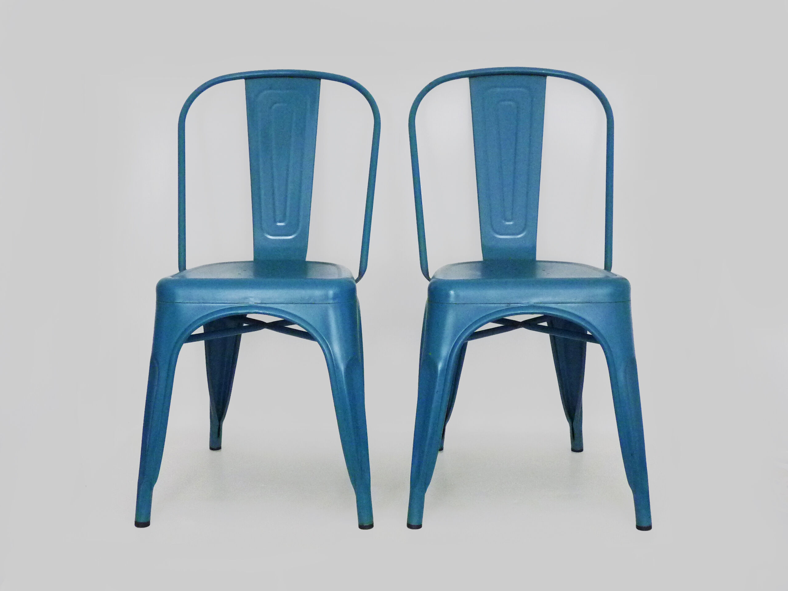 Pair of Tolix Chairs in blue metal by Xavier Pauchard