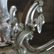 Maria Theresa crystal chandelier with leaf drops, 6 lights, mid-20th c.