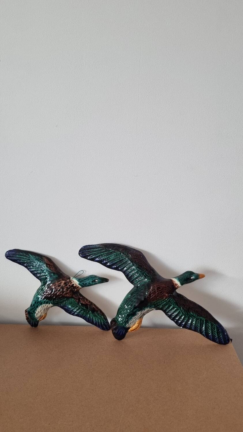 Pair of slip-cast ducks