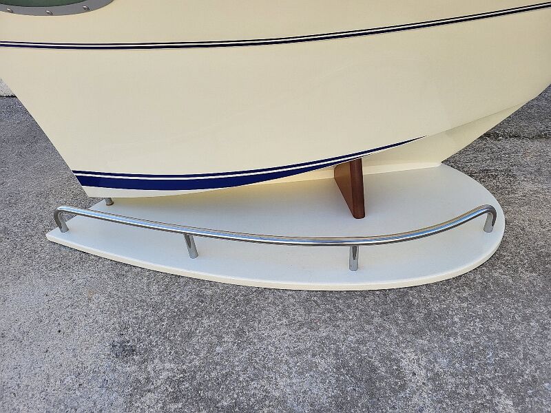 Bar or shop counter and 2 deck lina stools polyester boat hull