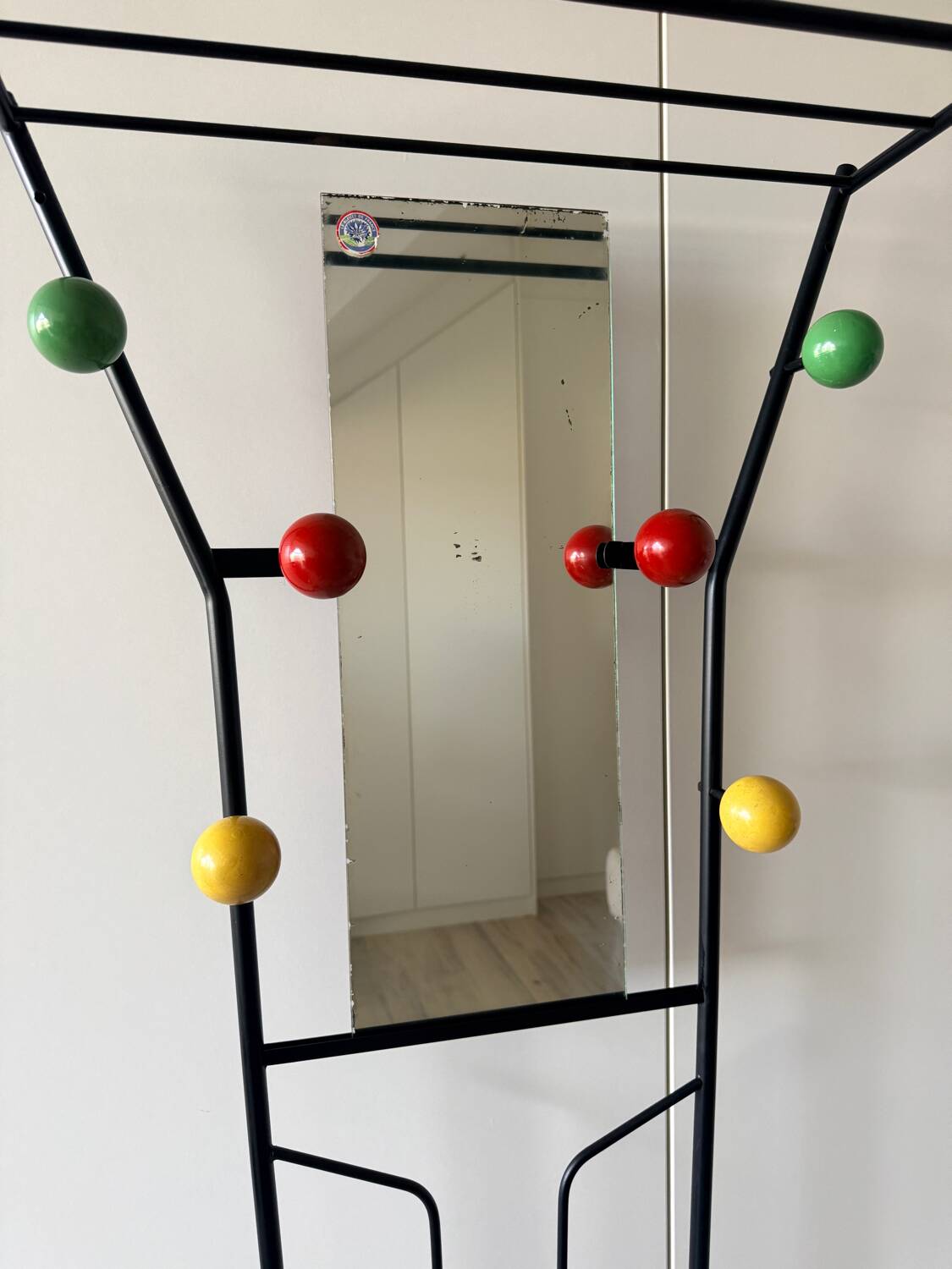 Coat rack, vintage cloakroom with mirror