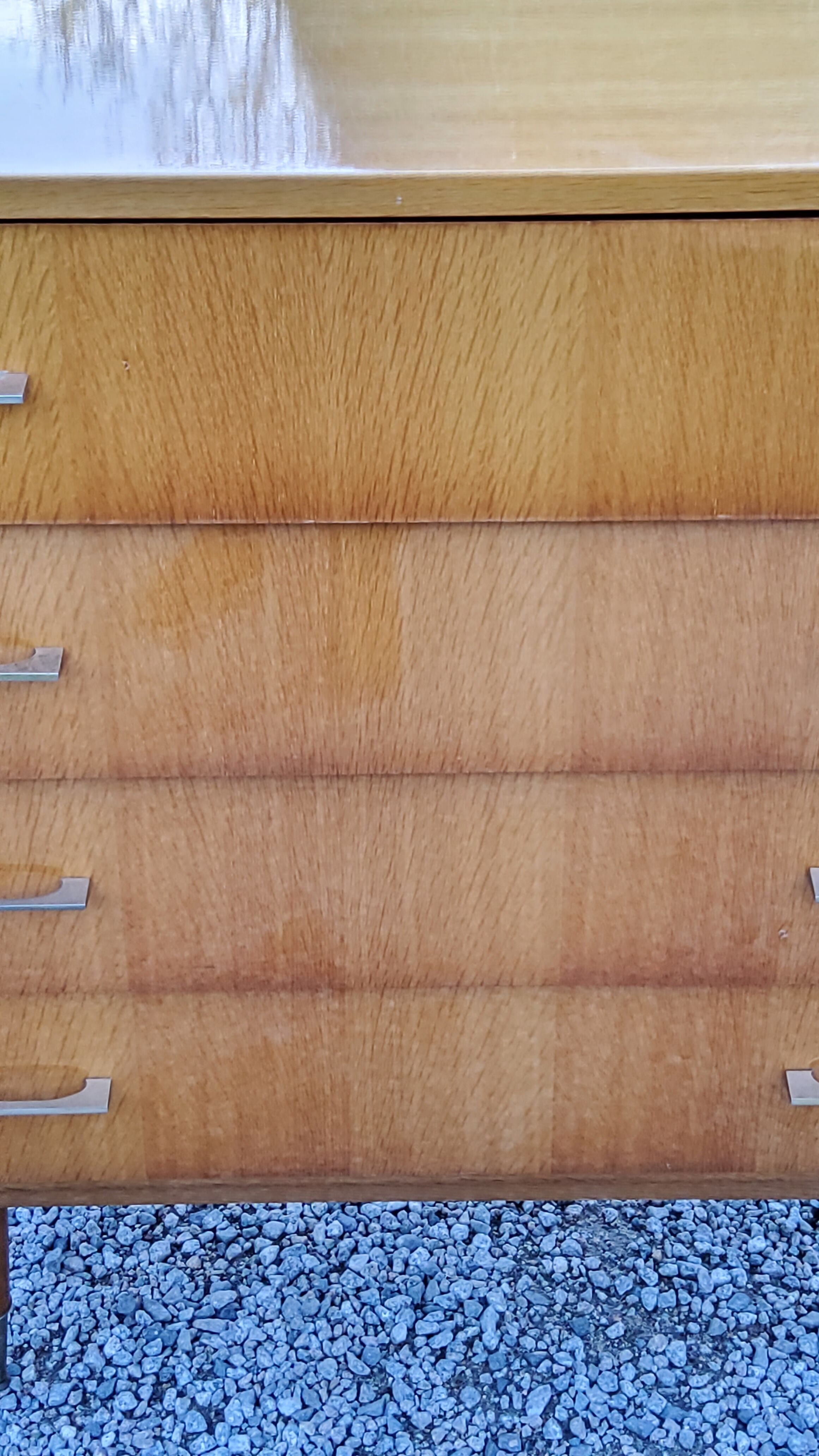 Vintage chest of drawers from the 60s in blond oak 4 drawers conical feet