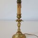 Recycled vintage lamp — antique bronze candlestick base and graphic flowers