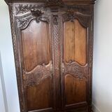 Beautiful and ancient Norman wedding wardrobe, richly carved
