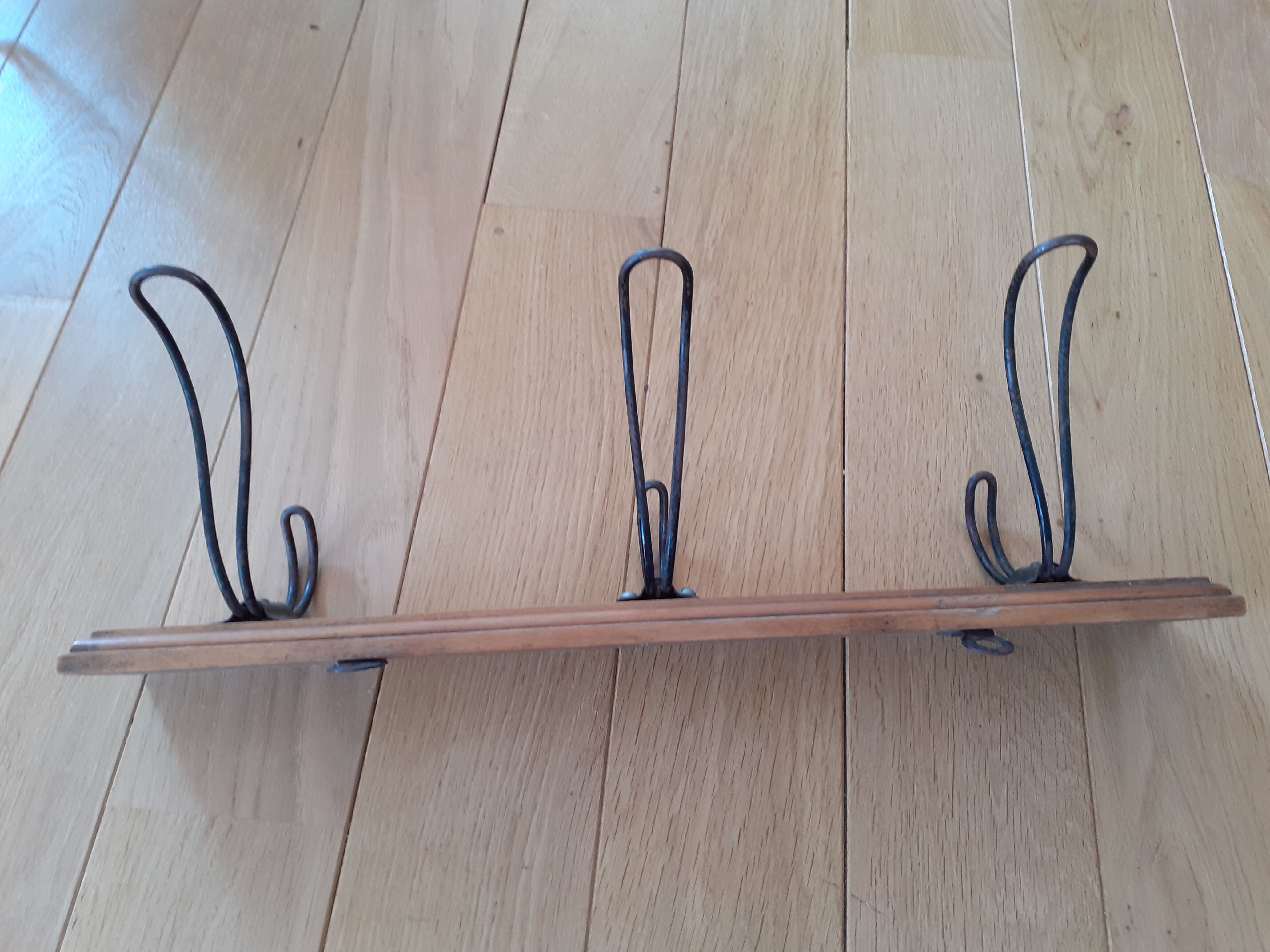 Coat rack three double hooks school style