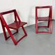 Mid-century Italian red foldable chairs by Aldo Jacober for Bazzani, 1960s, set of 2