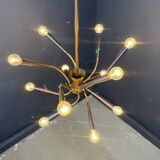 Lustre italien en laiton du milieu du siècle, années 1960