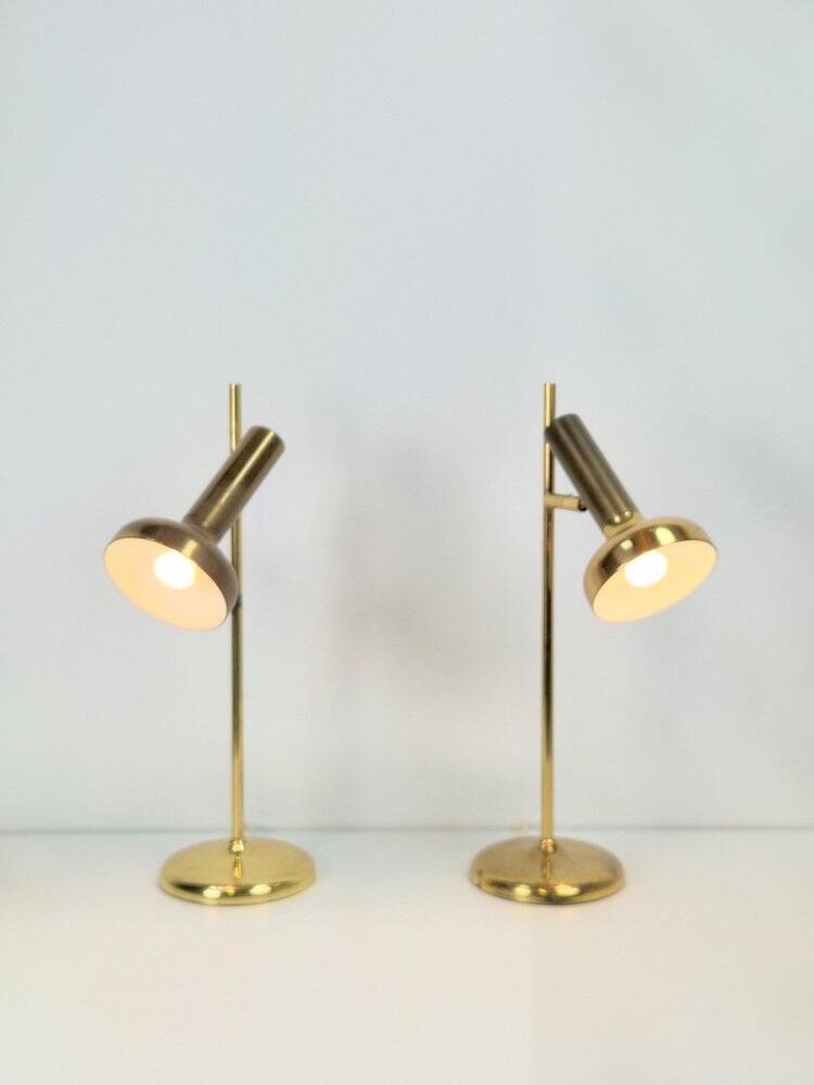 Vintage Brass Trumpet Table Lamps by Solken Leuchten, 1970s, Set of 2