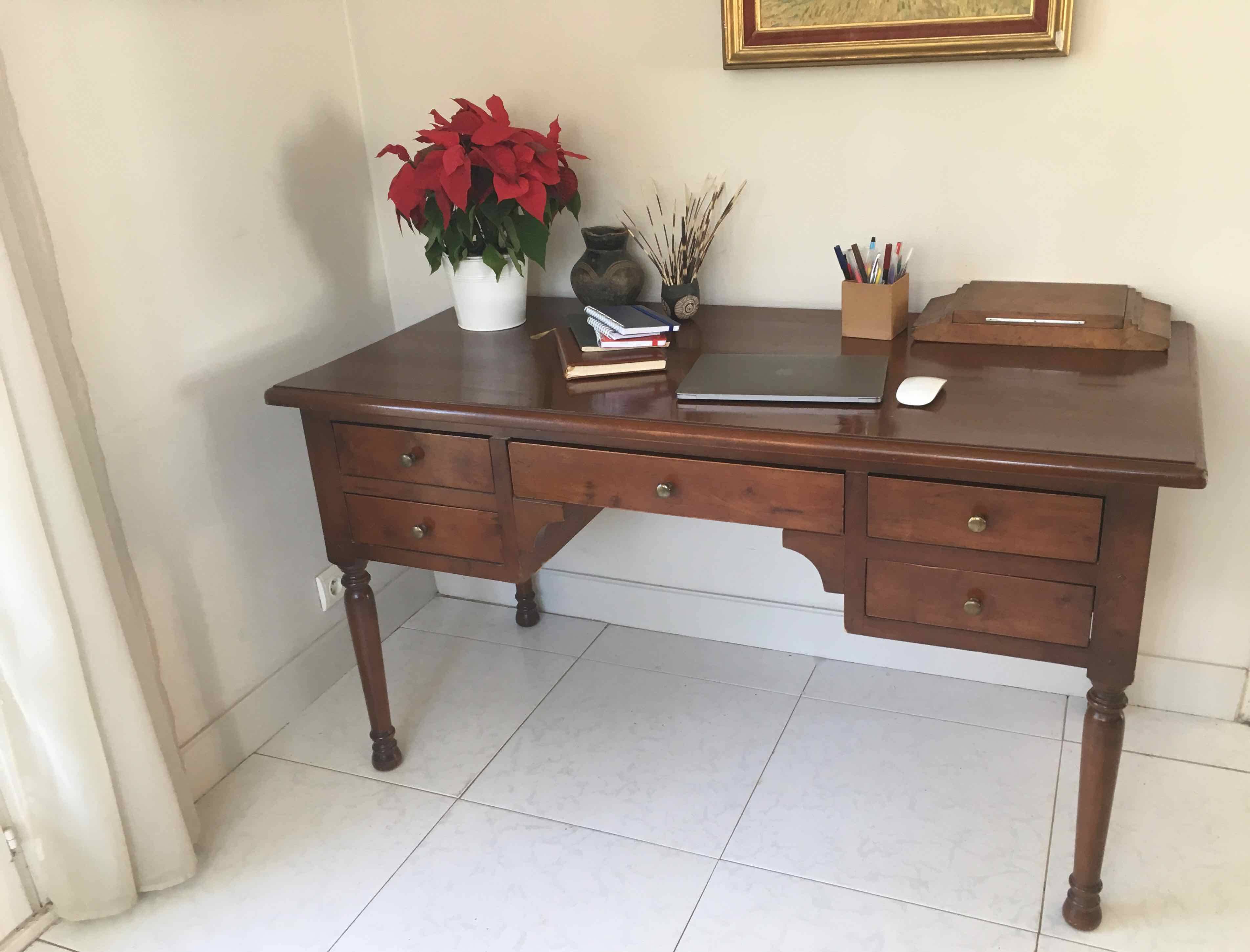 Louis Philippe style cherry wood desk, 1970