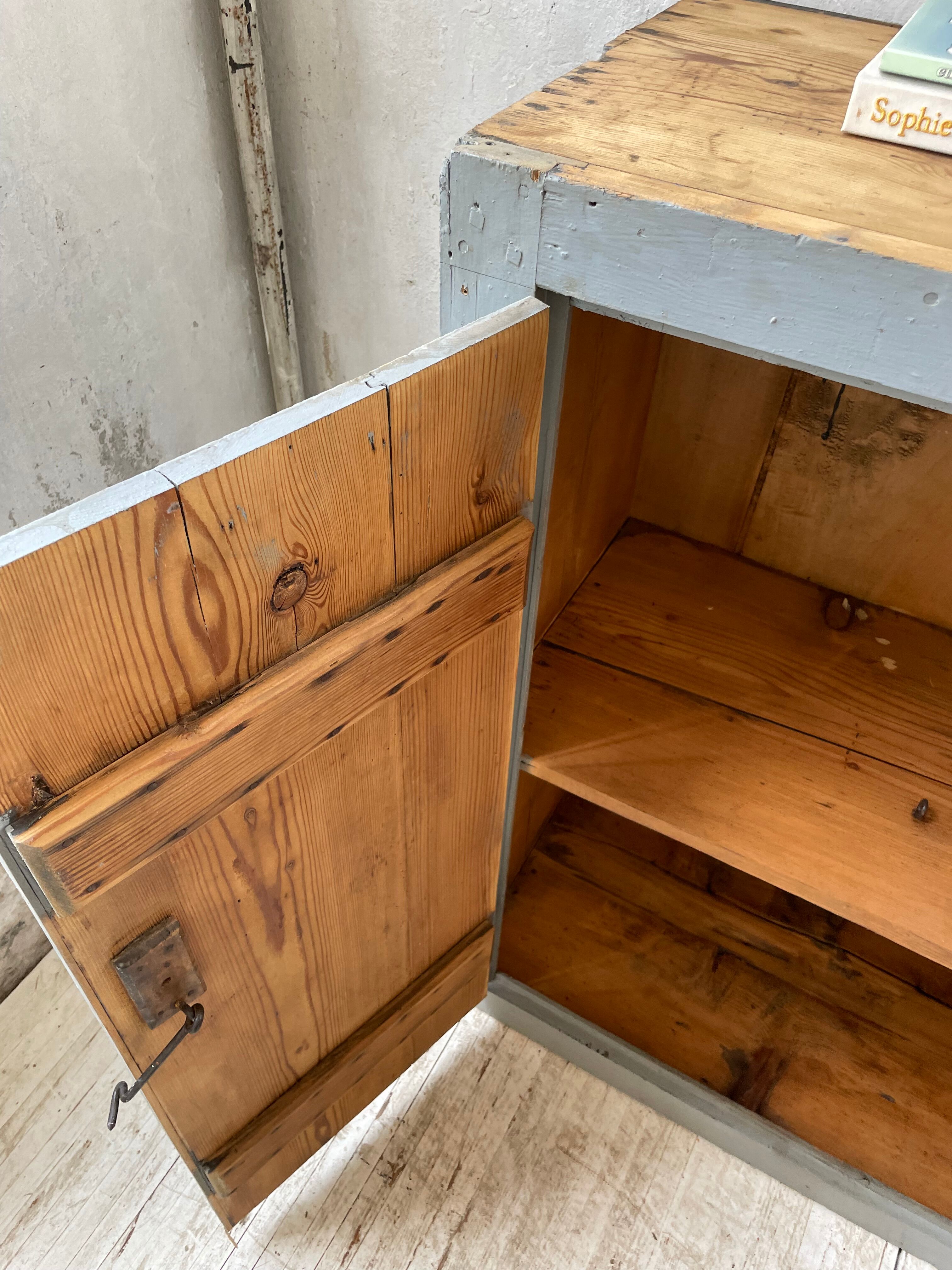 Factory blue patinated workshop furniture