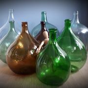 Demijohn 10L round dark brown blown glass