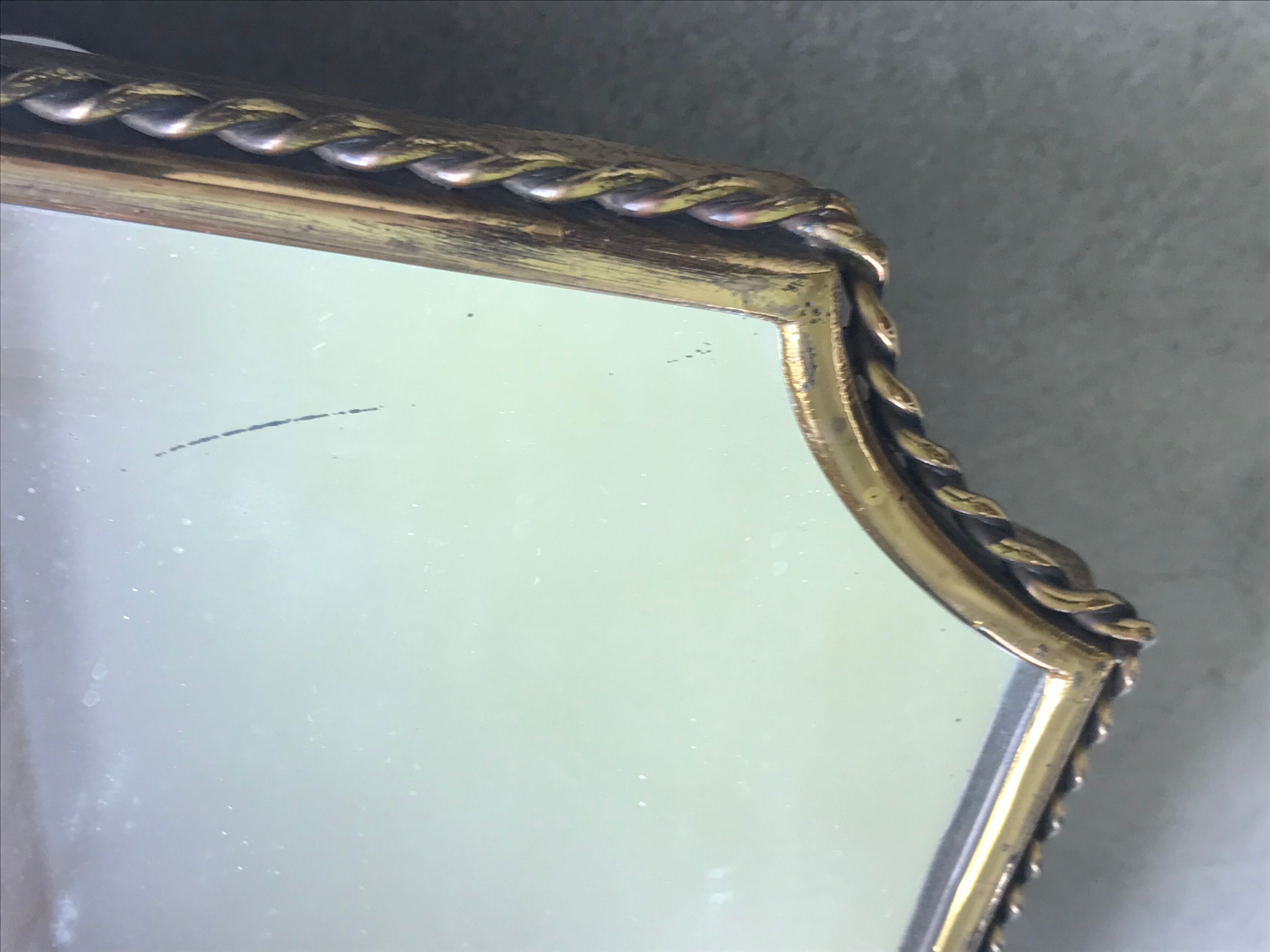 Italian brass mirror from the 50s 77x42cm