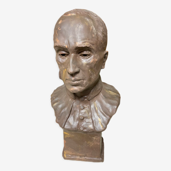 Old terracotta bust of His Holiness Pope Pius XII signed around 1950