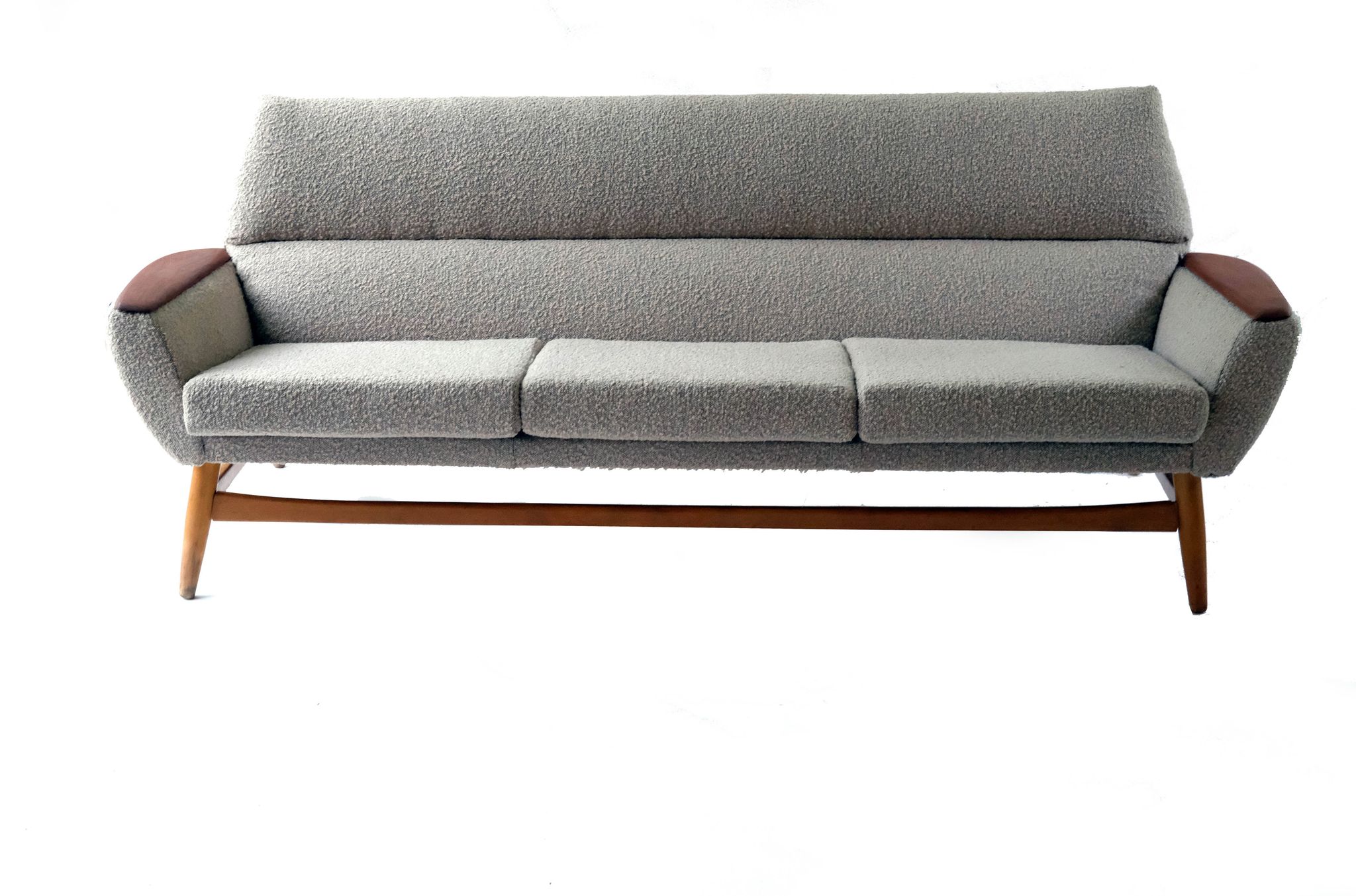 Mid-century scandinavian 3-seater sofa made of teak & boucle, norway 1970's