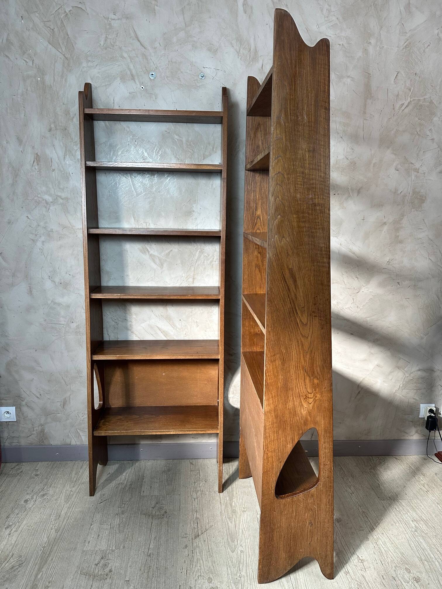 Pair of oak shelves