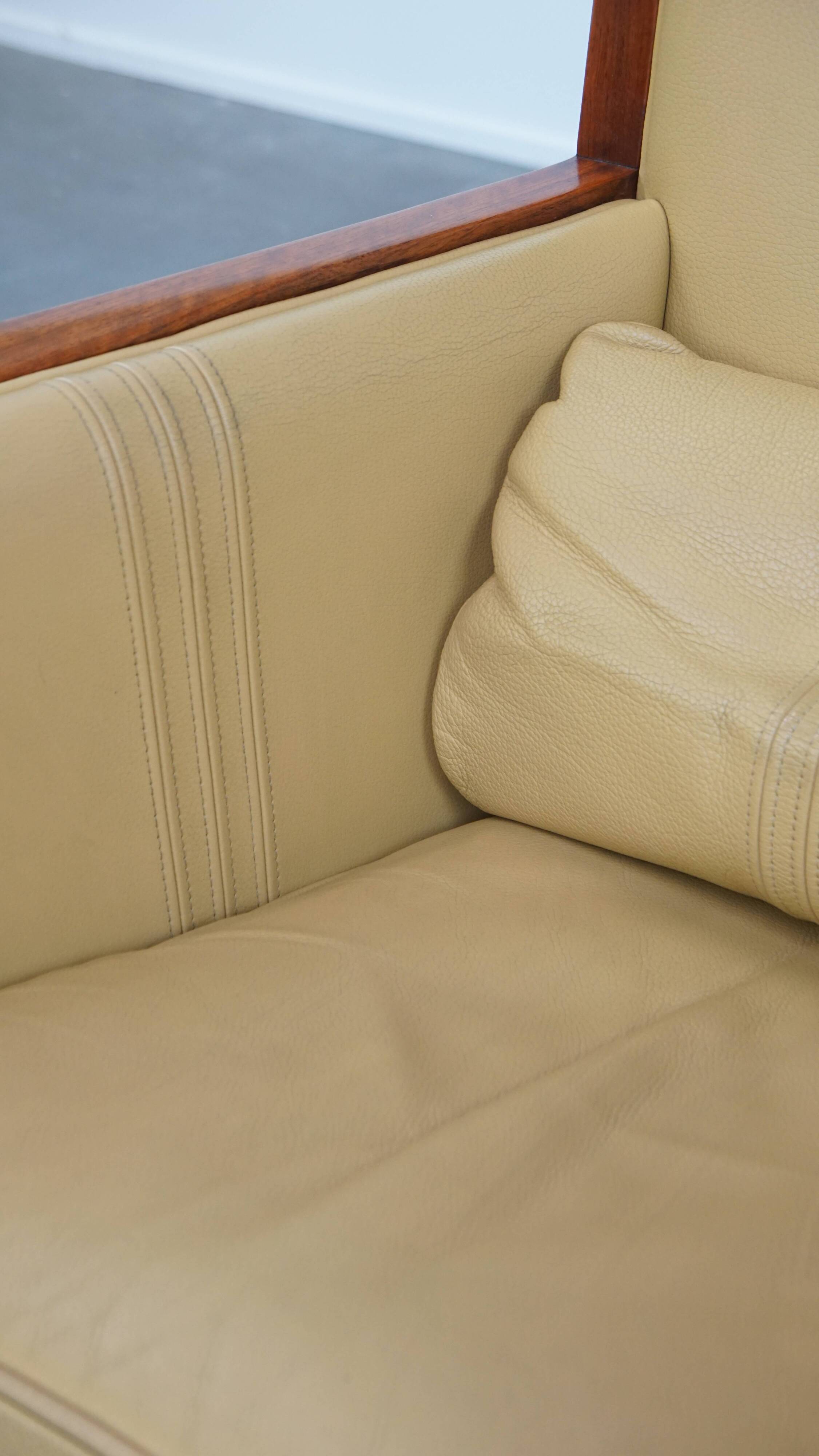 Art Deco armchair in yellow leather with high back