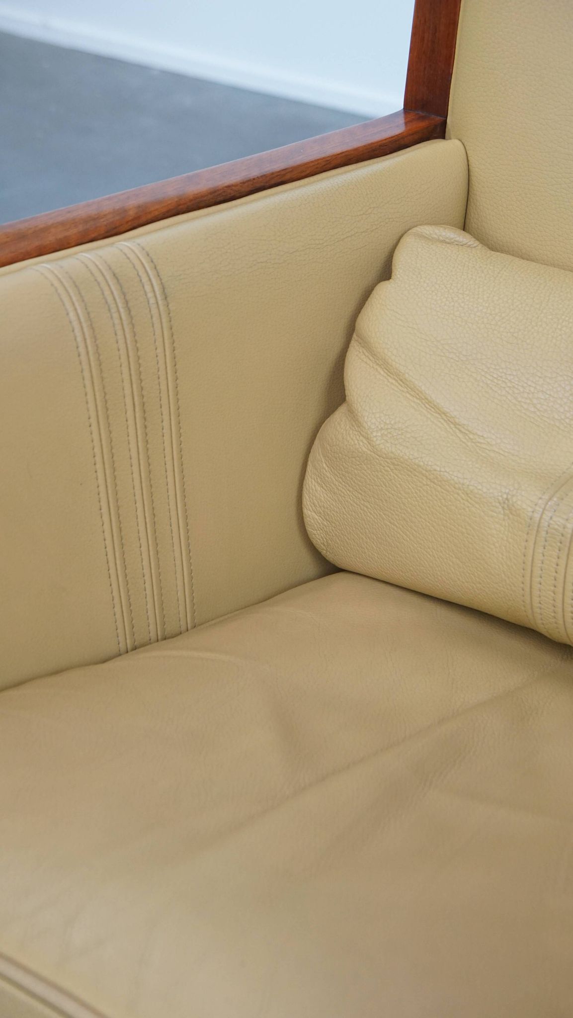 Art Deco armchair in yellow leather with high back