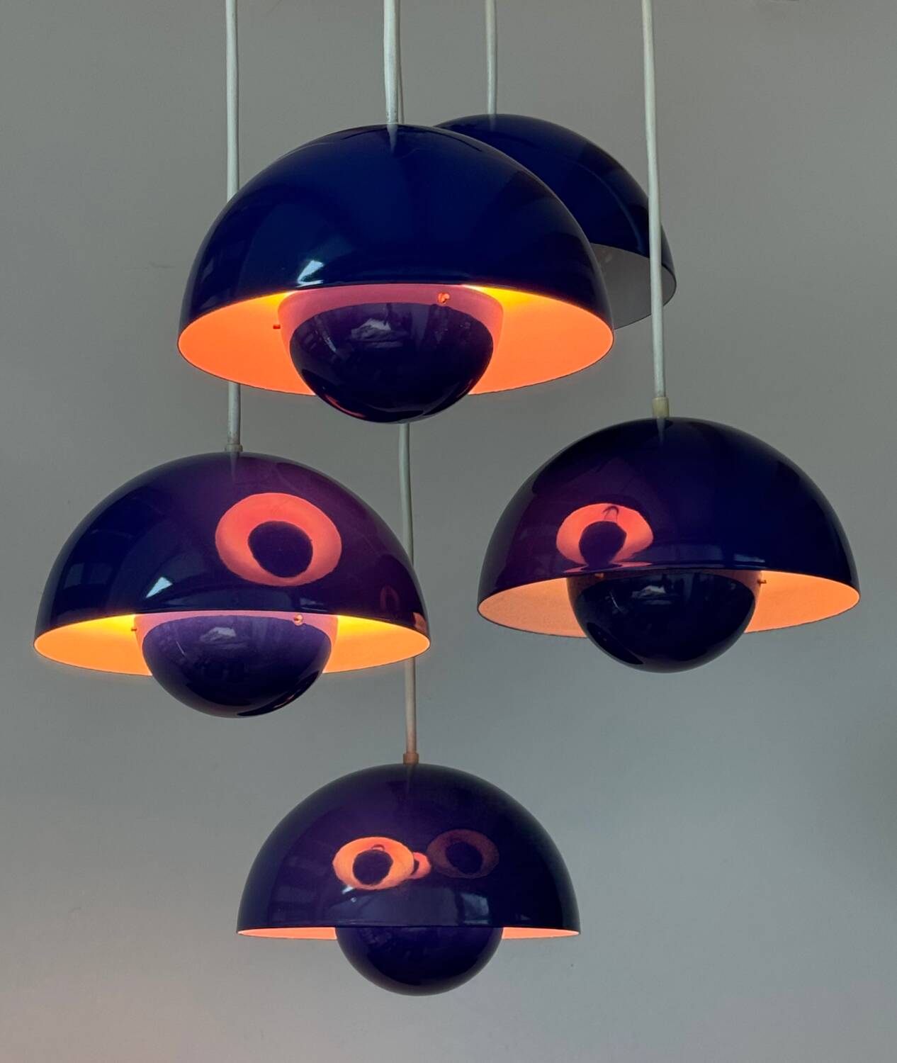 5 Blue Flower Pots by Verner Panton produced by Louis Poulsen