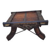 Table basse ancienne tibetaine bois cuivre