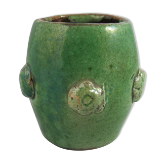 Pot vert en grès