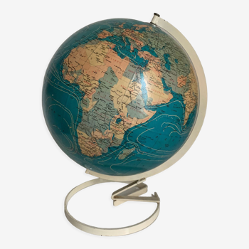 Globe vintage 1979 terrestre Taride torsadé métal 35 cm
