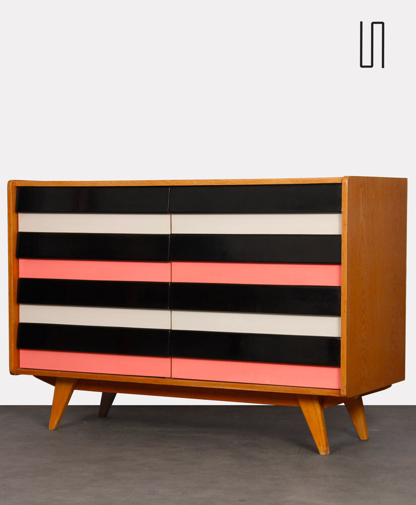 Pink and white dresser, model U-453, by Jiri Jiroutek, 1960