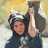 Orientalist painting "Water carrier" 1940/60