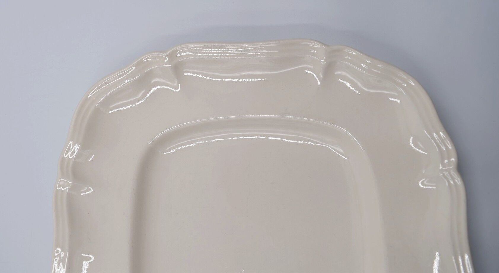 Rectangular dish with edged edge in Sarreguemines earthenware model Ivory