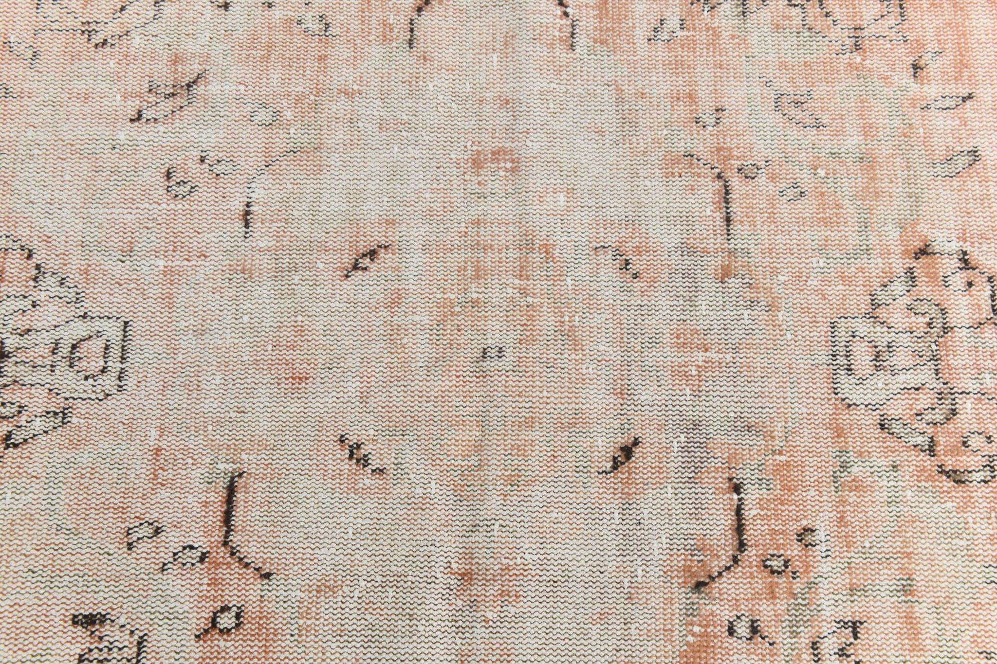 Blush Pink Muted Turkish Vintage Handmade Wool Carpet Rug, 191x316 Cm