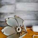 Suspension fleur verre sablé et laiton vintage