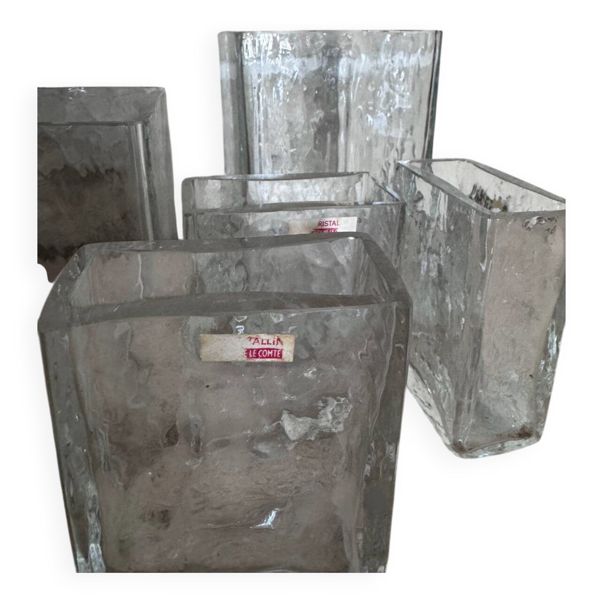 Set de 5 vases vintage en cristal – Cristal Tallin