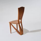 Set of 4 solid elm chairs, Maison Seltz, 1980s