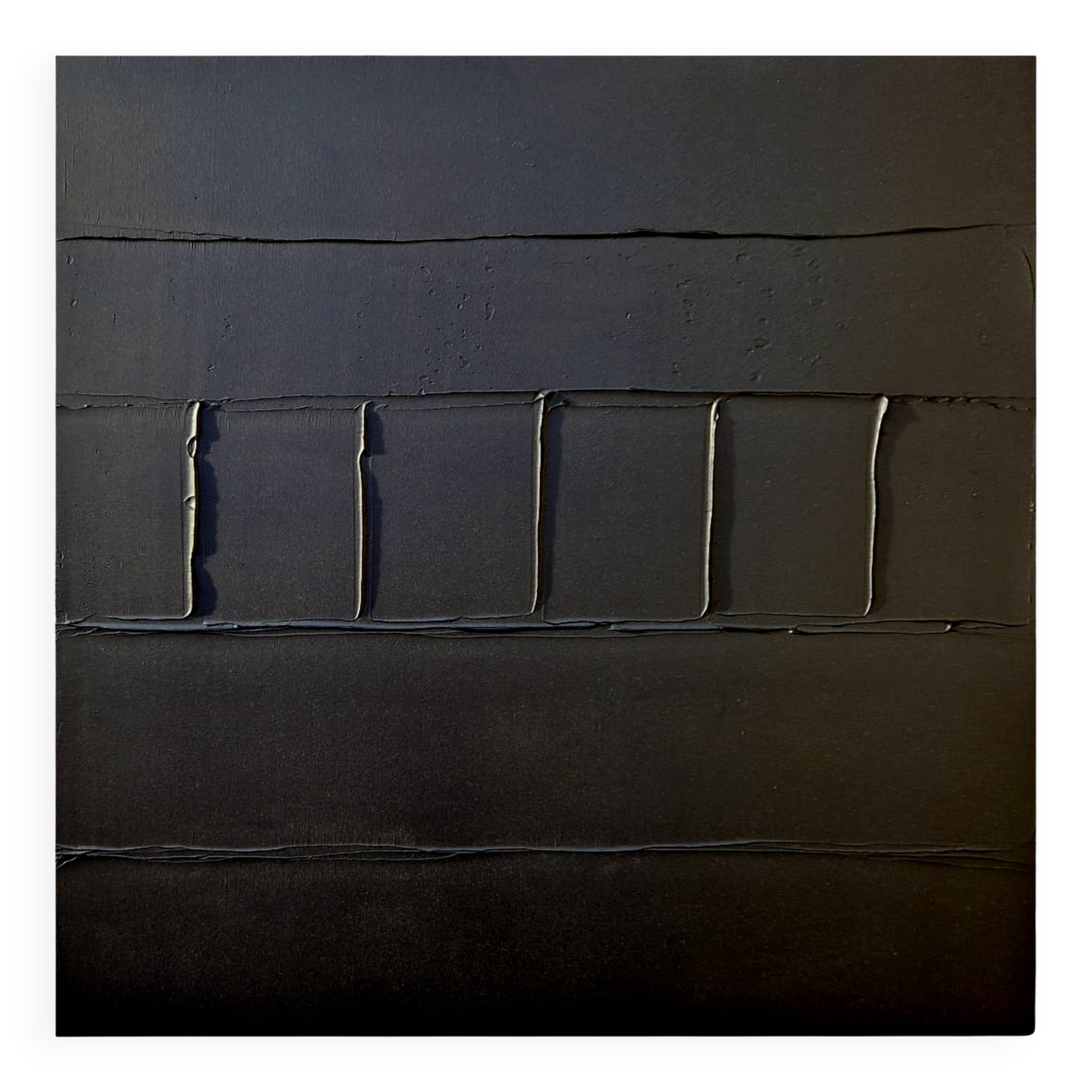 Minimalist monochrome abstract painting in black