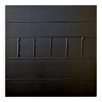 Minimalist monochrome abstract painting in black