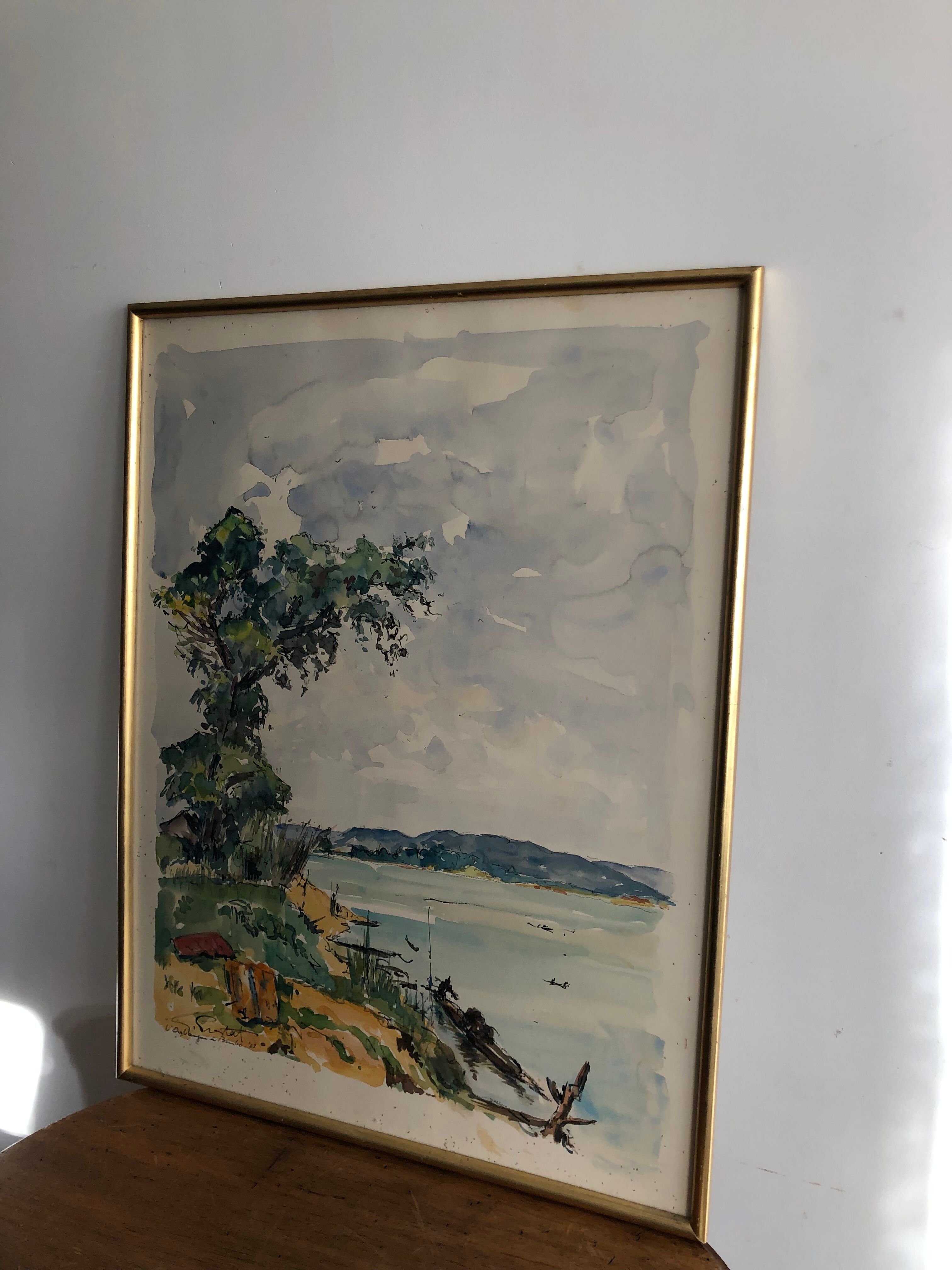 Watercolor by Georges Prestat River in Central African Republic