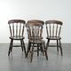 Set of 4 antique English wooden Windsor pub/bistro chairs from 19th century