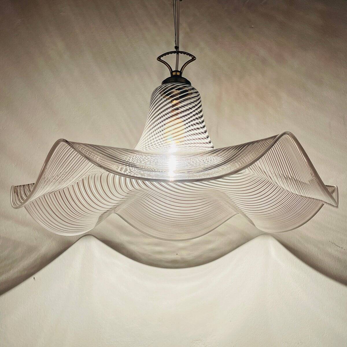 Suspended glass chandelier from Murano, Italy, 1970s.