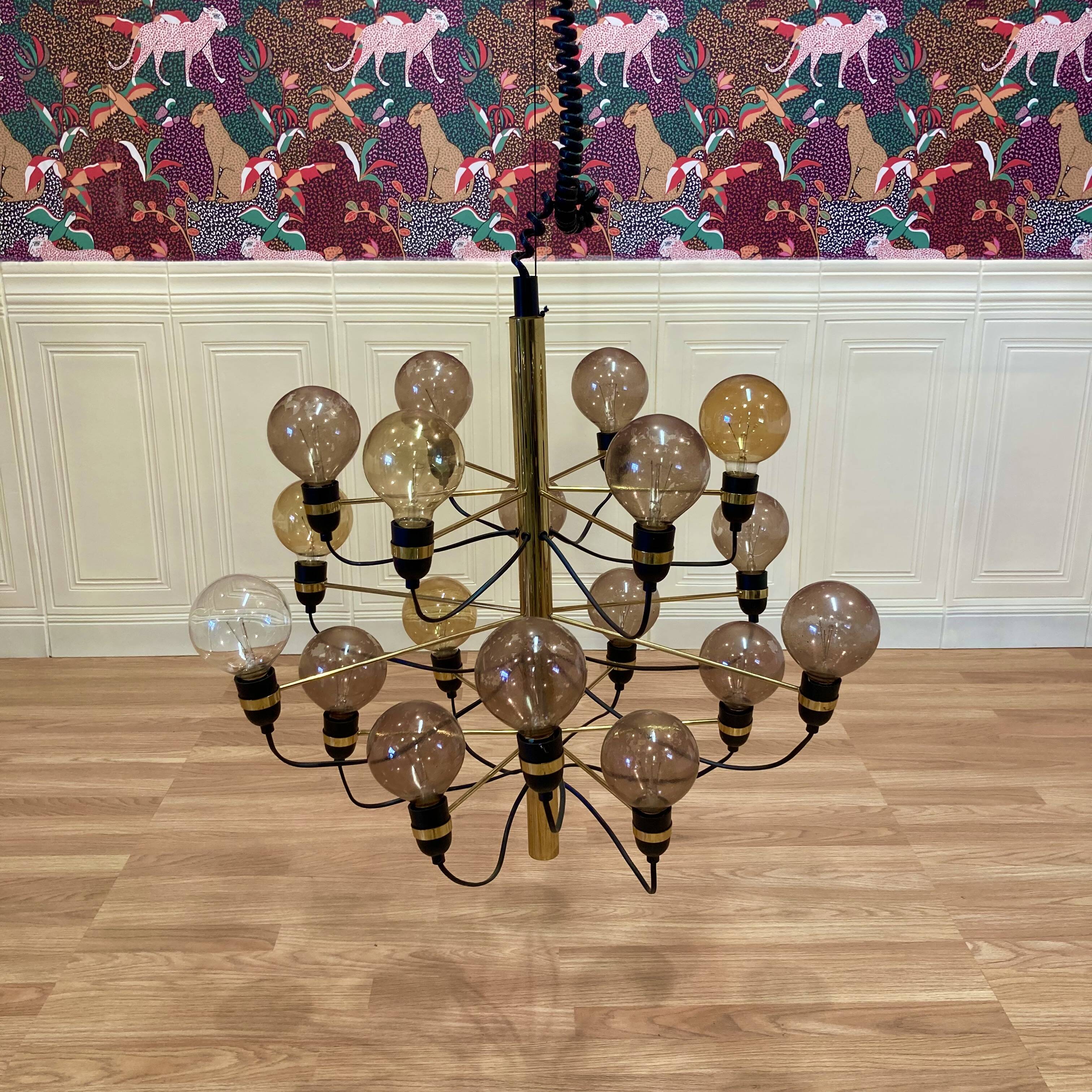 Lustre en métal chromé, années 1970