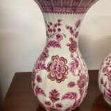 Paire de vases motif chinois rose porcelaine italienne annees 70 signes fg