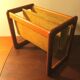 Magazinr rack in teak and suede leather by Aksel Kjersgaard, 1960s