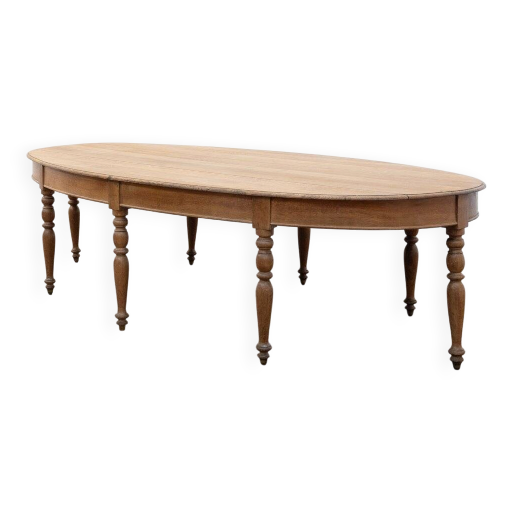 Large Oval Oak Table, France, 1900s