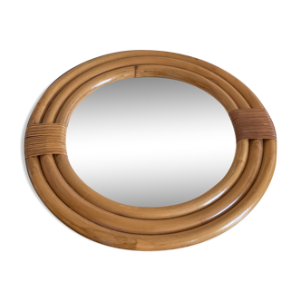 Miroir rond rotin et osier 30cm