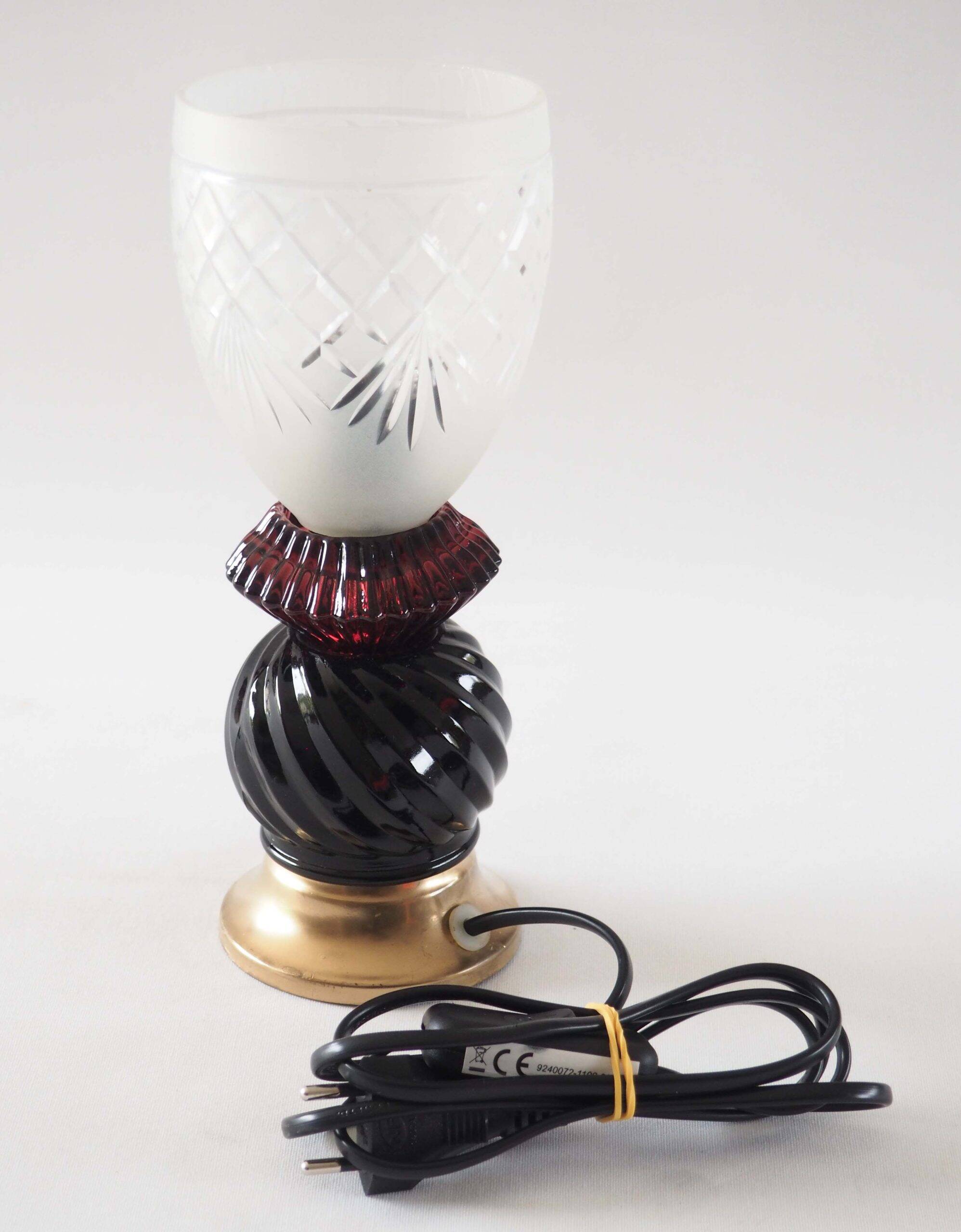 Aubergine crystal art deco lamp