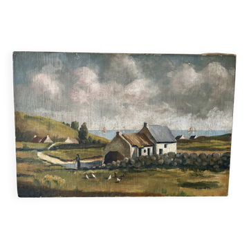 Oil painting landscape signed Marcel Ayral
